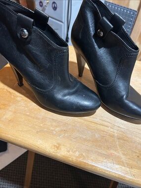 Coach Black Leather High-Heel Ankle Booties